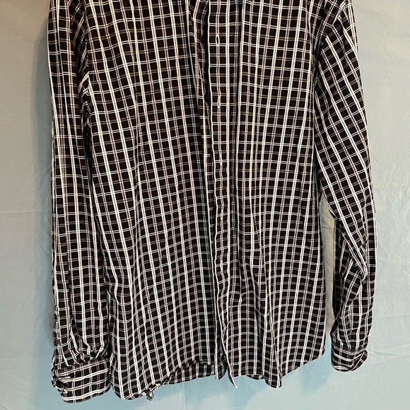 Mens Xl Slim Fit Claiborne Long Sleeved Button Up Shirt Black & White - Picture 3 of 6